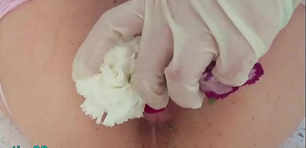  Extreme female inserting nettles into cervix and rod flowers